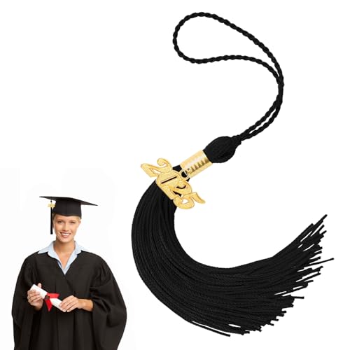2025 Tassel Graduation, Black Tassel for Graduation Cap Tassels with Year Gold Charms, Class of 2025 Tassels for Graduate Ceremony Accessories