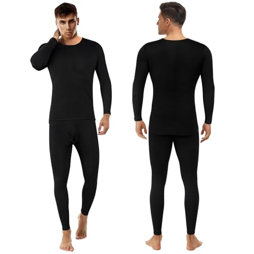 Patelai 3 Sets Men's Thermal Underwear Long Underwear Base Layer with Fleece Lined for Winter Cold Weather2