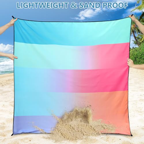 Image of WIWIGO Beach Blanket Waterproof Sandproof Beach Mat 79 inch X 83 inch /10'x9'for 2-8 Adults Quick Drying Outdoor Picnic Mat Beach Accessories for Travel, Camping, Hiking
