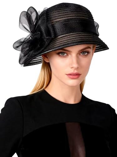 Sombrero Kentucky Fascinator con Velo y Flor para Mujer miniatura 3