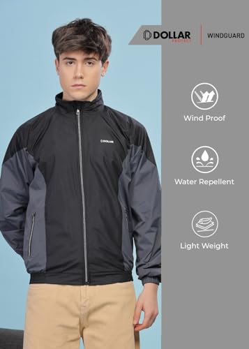 Image of Dollar Men's Polyester Colourblock Windcheater Jacket With Zipper Pockets