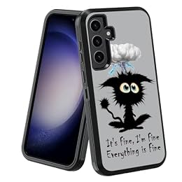 stmedazm for Galaxy S25 FE Case, Military Grade Heavy Duty [3-Layer] Dustproof Shockproof Full-Body Protective Case for Samsung Galaxy S25 FE 5G 6.7", Funny Cat - It's Fine I'm Fine Everything is Fine