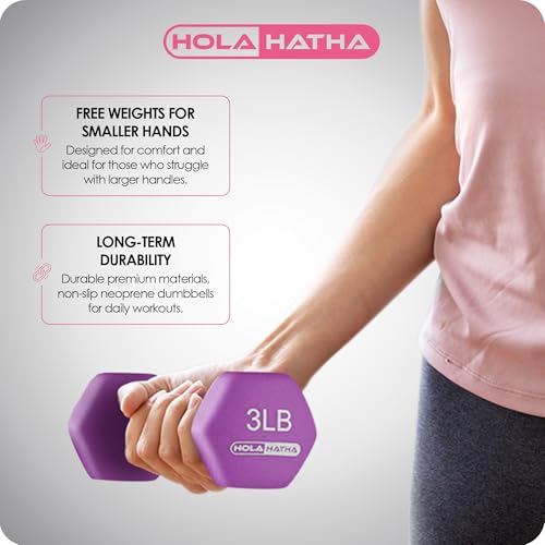 HolaHatha Neoprene Dumbbell Weights Set & Rack for Home Workout, 76 Pounds, Multicolor