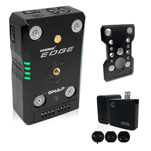 Kellards Core SWX Powerbase Edge SNAP 49Wh Smart-Stacking Battery Pack Bundle with Quick Release Plate for Powerbase Edge SNAP Battery and XPD-45 Universal 45W USB-C PD Wall Charger with Cable