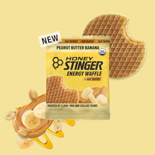 Image of Honey Stinger Organic Peanut Butter Banana Waffle, Energy Stroopwafel for Exercise, Endurance & Performance, Sports Nutrition for Home & Gym, Pre & Post Workout, 16.96 Ounce (Pack of 16)