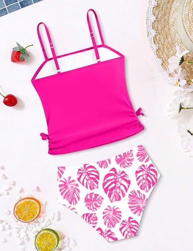 Image of Girls Tankini Swimsuits Two Piece Bathing Suit Drawstring Swimwear Set for Girls 7-18 Years
