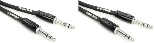 Roland Cable de interconexión serie negro, TRS de 14 pulgadas a TRS de 14 pulgadas, equilibrado, 10 pies (paquete de 2)