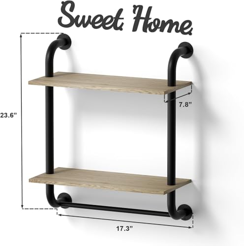 Bathroomshelveswallmountedfarmhousebathroomdecor2tierrusticindustrialpipeshelvingfloatingshelvesforbathroomkitchenbedroomlivingroom173inch  Urban Country Home Decor Bathroom shelves wall mounted farmhouse bathroom decor 2 tier rustic industrial pipe shelving floating shelves for bathroom kitchen bedroom living room 173 inch  urban country home decor