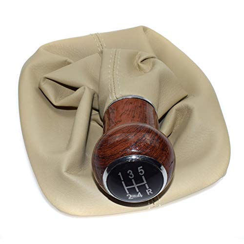 eGang Auto Nouveau pommeau de Levier de Vitesse en Bois à 5 Vitesses guêtre Botte Beige pour VWS Passat B5 B5.5 1998 1999 2000 2001 2002 2003 2004