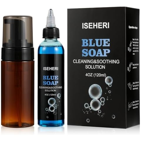 ISEHERI Ultra Concentrated Blue Tattoo Soap 4OZ with Foaming Bottle 120ml, Tattoo Soap Tattoo Supplies for Tattoos Piercings, Clean Skin Equipment Cover