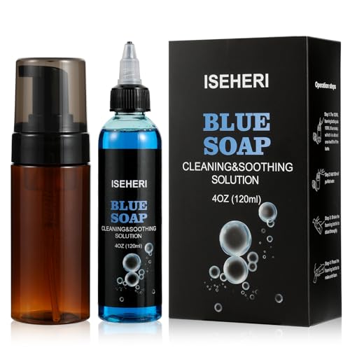 ISEHERI Ultra Concentrated Blue Tattoo Soap 4OZ with Foaming Bottle 120ml, Tattoo Soap Tattoo Supplies for Tattoos Piercings, Clean Skin Equipment