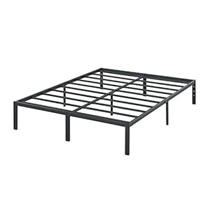 Olee Sleep 35cm Heavy Duty Steel Slat Anti-Slip Support Easy Assembly Mattress Foundation Bed Frame Maximum Storage Noise Free No Box Spring Needed / 100 x 200cm / Twin XL/Black/Metal
