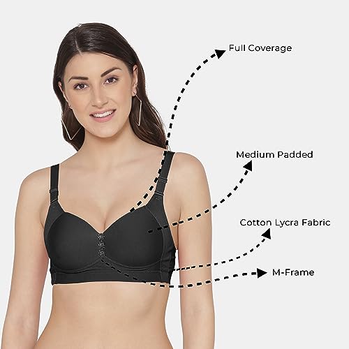 Image of Tweens Lite Wite - Minimiser Medium Padded Cotton Lycra Bra (Plus Size) - Triple Hook - Full Coverage - Wirefree - Seamless T-Shirt Bra