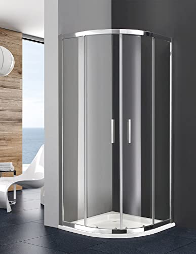 Mampara de ducha semicircular ALLSTONE TITAN 2+2 90x90 cm Radio 50, Transparente