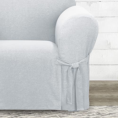 SureFit-Farmhouse-Basketweave-Box-Cushion-One-Piece-Slipcover-with-Ties-Armchair-Cover-Relaxed-Woven-Fit-100-Cotton-Machine-Washable-Grey-Color SureFit Farmhouse Basketweave Box Cushion One Piece Slipcover with Ties Armchair Cover Relaxed Woven Fit 100 Cotton Machine Washable Grey Color
