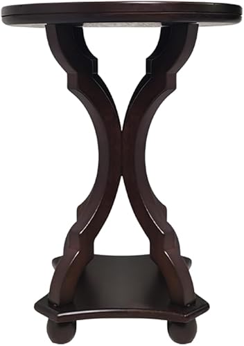 Miniatura 5 de XYZTech Mesa de té retro de 19 pulgadas, estilo europeo, clásica, redonda, de madera, mesa auxiliar auxiliar, elegante mesa auxiliar de mediados de