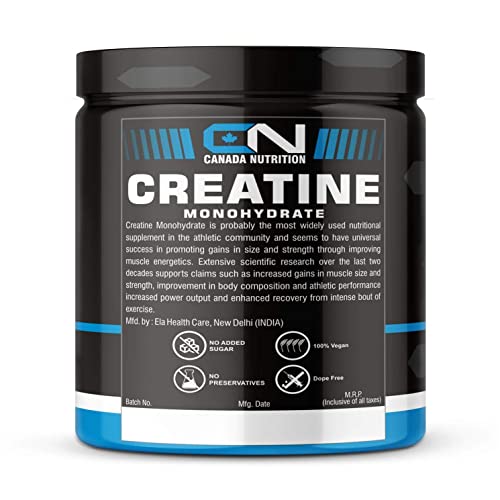Canada Nutrition Creatine Monohydrate, Strength, Reduce Fatigue, 100% Pure Creatine, Lean Muscle Building, Supports Muscle Growth, Athletic Performance, Recovery [50 Servings, Orange] Free Gallon