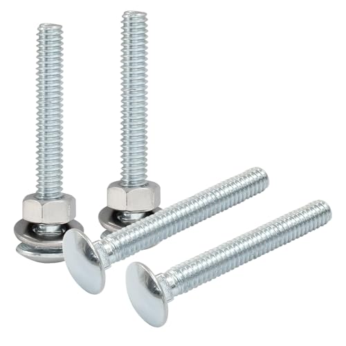 Image of 12 Sets 1 /4-20 x 2 Inch Carriage Bolt Kit, Carbon Steel Carriage Bolts Galvanized Carriage Bolt Assortment, Round Head Carriage Screws with Hex Nuts and Flat Washers Full Thread Coverage