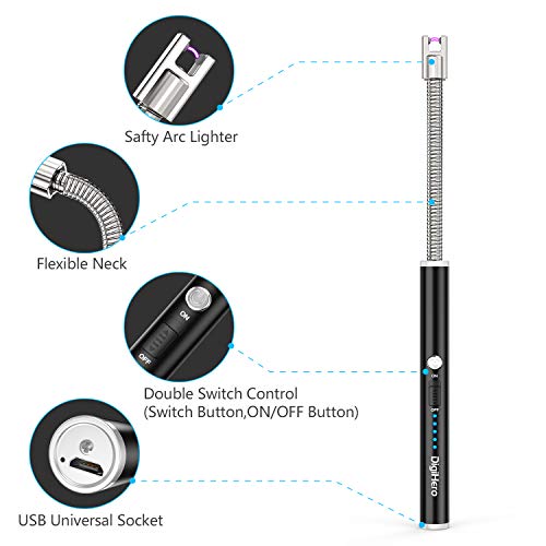 DigiHero Elektrisches Feuerzeug mit biegsamem Hals, wiederaufladbar, flammenlos, mit LED-Akkustandsanzeige und… – Bild 4