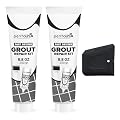 PentaUSA Grout - Premixed Grout Repair Set, 8.8 oz, 2 Pack Tile Grout Tubes, Repairs and Renews Tile Grout in Bathroom and Kitchen, Odorless and Safe Formula - 2 Pack (Black)