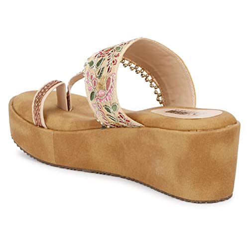 Image of Fabric Platform Low Heel Wedges For Women and Girls