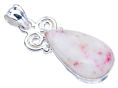 Pendentif rhodonite de haute joaillerie artisanale en argent F3789