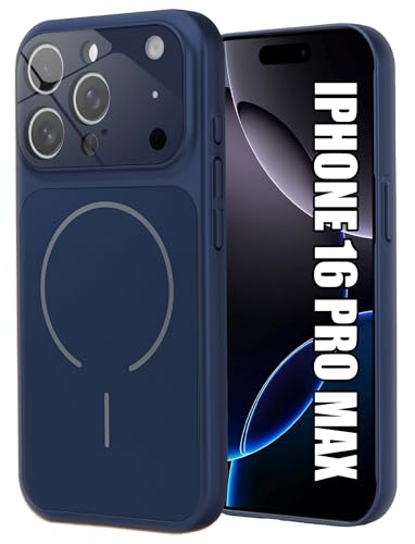Image of SHINESTAR iPhone 16 Pro Max Case - Premium Shockproof Protective Cover, Wireless Charging Compatible, Slim & Durable Luxury Back Cover with Camera Protection (Blue)