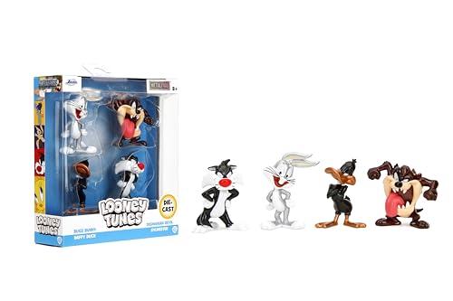 Jada Looney Tunes Metalfigs 4-Pack - Bugs Bunny, Tasmanian Devil, Daffy Duck, Sylvester The Cat - Collectible 2,5' Metal Figures