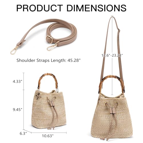 Image of RNIEGA Straw Crossbody Bag Summer Woven Bucket Bags for Women Beach Shoulder Purse Drawstring Handbag Vacation