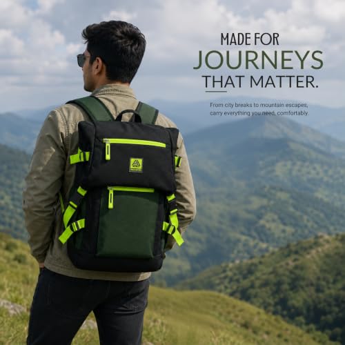Image of Voyage 24L Backpack for Men & Women with Rain Cover, Green