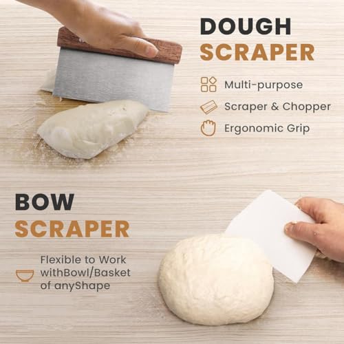 Panier de fermentation de pain et kit grattoir batteur à pâte pour levain
