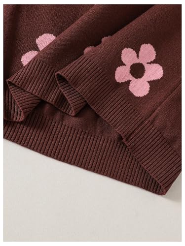 Image of BEAUDRM Girl's Cute Bow Sweater Crew Neck Long Sleeve Drop Shoulder Loose Pullover Tops