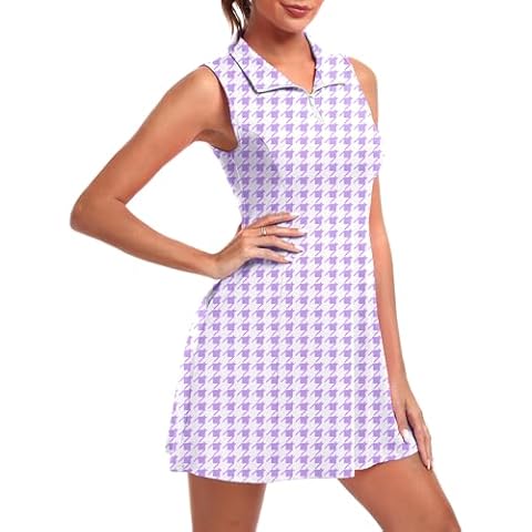 FKEEP Women's Purple Plaid Tennis Dress Cover