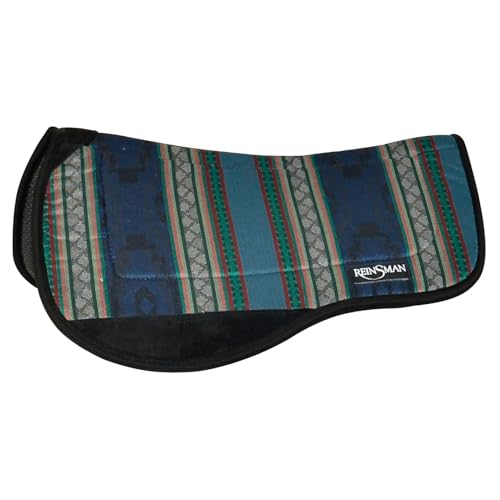 REINSMAN Contoured Trail Pad with Breathable Non-Slip Tacky Too Bottom - Comfortable Durable Shock-Absorbing Stain & UV Resistant 30" L x 34" D Horse Saddle Pad with Spine Relief Channel - Corral Navy