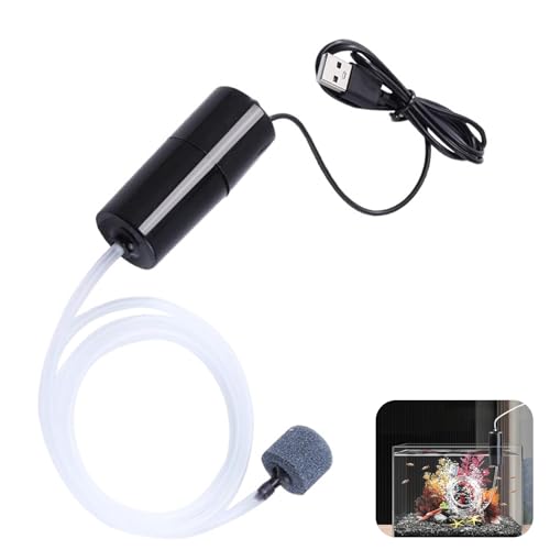 Pompa ad Aria per Acquario Mini USB, Ossigenatore Portatile con Pietra d'Aria,per Serbatoi di Pesce d'Acqua Dolce e Marina, Design Compatto, Basso Consumo Energetico, Facile da Installare