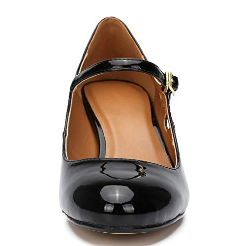 Image of MAIERNISI JESSI Unisex Men's Women's Mary Jane Pumps Round Toe Kitten Heel Hollow Out Shoes