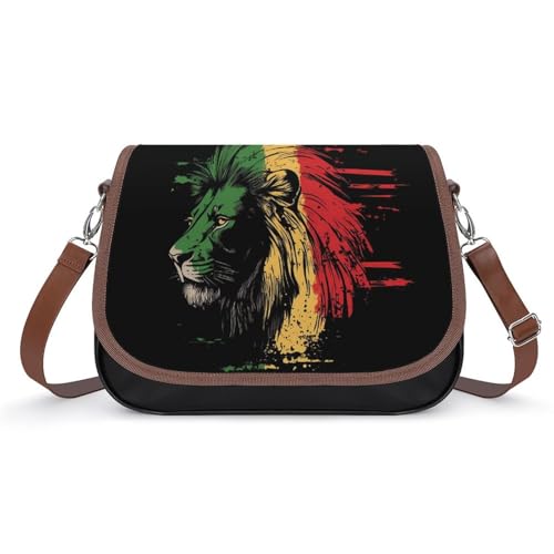 Rasta Lion Rastafari Jamaica Cute Crossbody Purses for Women Leather Shoulder Bag Adjustable Shoulder Strap Handbag
