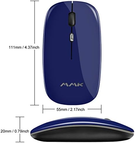 AMZCASE Wireless Mouse, Computer Mouse 2.4G Portable USB Optical Wireless Mouse, Noiseless Mouse for Laptop, PC, Mac OS, Android, WindowsDeepBlue