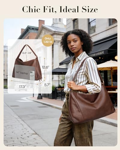 Bolso Hobo para mujer color café de gran tamaño miniatura 6