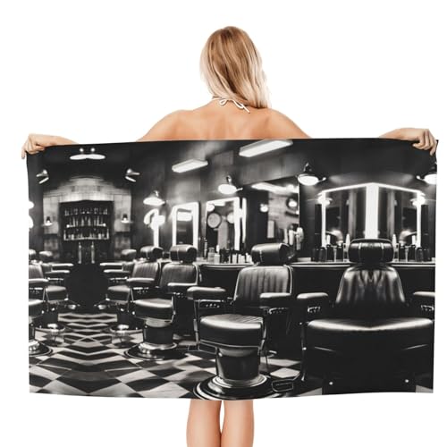 Serviette de bain microfibre drap de bain absorbante Barber Shop taille L monochrome - 3