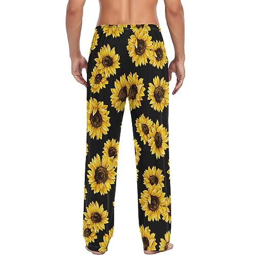 Yellow Sunflower Pajama Pants Summer Golden Flower Lounge Sleepwear PJs Men's Pajama Bottoms Casual Sleep Pants XL2