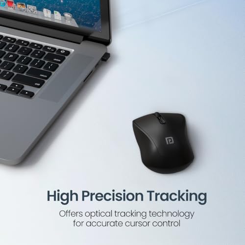 Image of Portronics Toad 34 Wireless Mouse with 2.4 GHz Wireless, Adjustable Sensitivity, USB Receiver, Ergonomic Design, for Laptops, Desktops PC, Mac (Black)