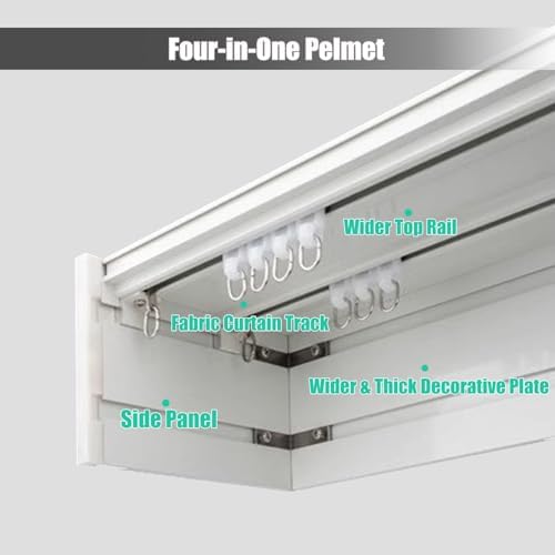 4 in 1 Heavy Duty Double Track Curtain Rail System - Extra Long 2.8M (9.2FT) for Ceiling/Wall Mount - Versatile Pelmet Panel Cover for Home Decor