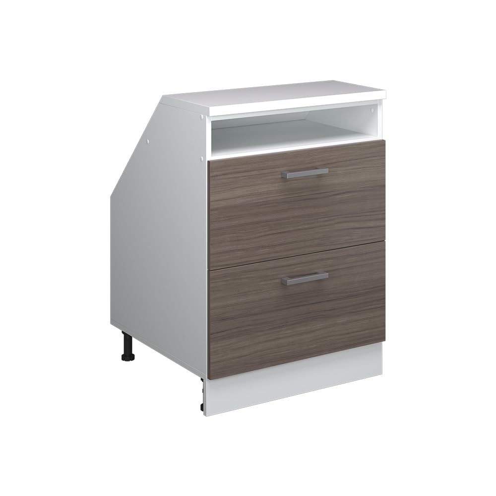 Vicco Kitchen cabinet for sloping roofs Raul, Noble gray, 60 cm with 2 drawers, cabinet carcass 60 cm depth, for flexible combination within modular kitchen systems