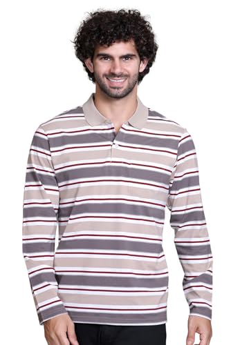 Image of Full Sleeve Polo T Shirt for Men Cotton with Pocket and Collar - Regular Fit Tshirt