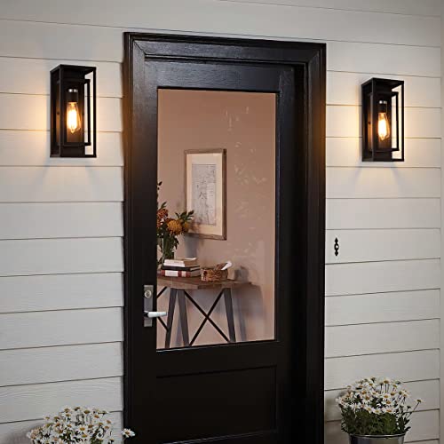 Image of mirrea 14 inch Modern Outdoor Porch Wall Light, Matte Black, 4 Pack
