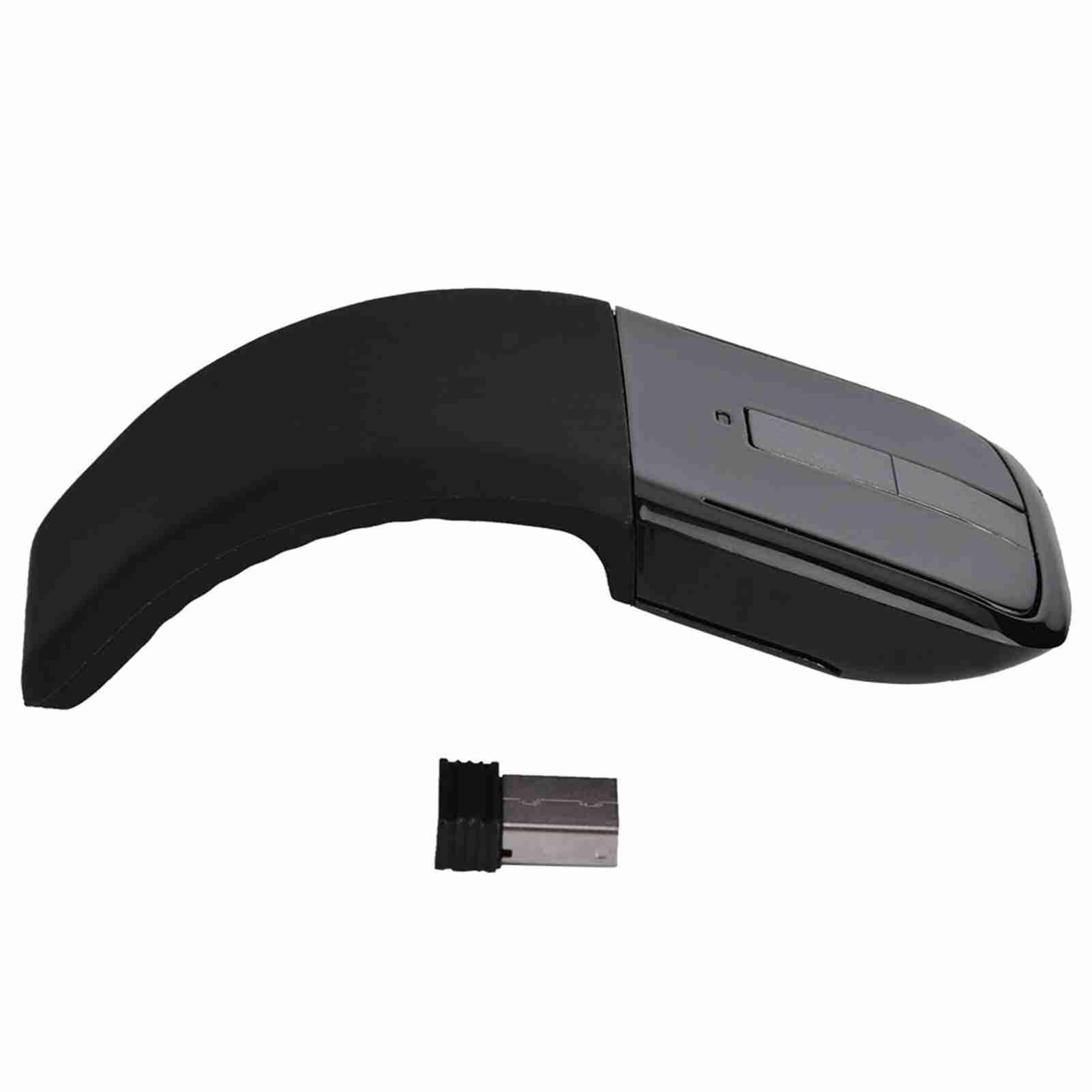 ASHATA 2pcs Mouse da Viaggio per Wireless, Mouse Touch Pieghevole da 2,4 G con Ricevitore, Topi Portatili Slim per Laptop, Notebook, Pc, Smart Tv, Nero