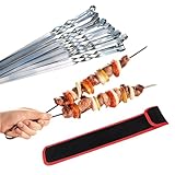 Profi BBQ Edelstahl Grillspieße, Extra Breit: 1 cm, Extra Stark 2 mm Dicke (15 St, 50cm) Fleischspieße, Schaschlikspieße, Mangal, Schampura, Spieße, Skewers, Schaschlik, Kebap, Spiesse, Grillspiesse
