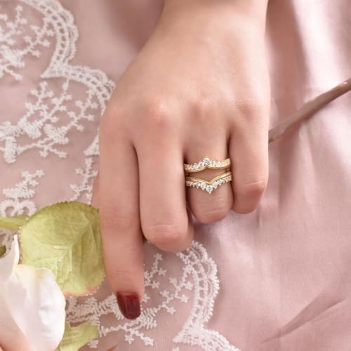 Wuziwen Wedding Guard Ring Enhancers for Engagement Rings Womens CZ 925 Sterling Silver Size 5-123