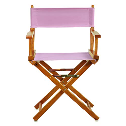 Casual Home 200-55/021-22 18" Honey Oak Frame-Pink Canvas Director Chair Classic Height, OakFrame